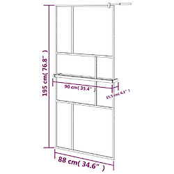 vidaXL Paroi de douche avec étagère Noir 90x195 cm Verre ESG&Aluminium pas cher