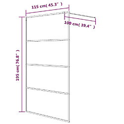 vidaXL Paroi de douche Noir 115x195 cm Verre ESG dépoli pas cher