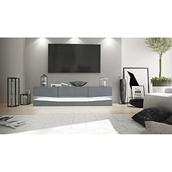 Avis Mpc Meuble TV Avec Socle Blanc et gris Haute Brillance, Éclairage LED Inclus (178 X Variable X 39 Cm)