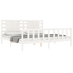 Acheter Maison Chic Lit adulte - Cadre Structure de lit avec tête de lit Contemporain blanc 200x200 cm bois massif -MN64991