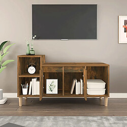 Avis Maison Chic Meuble TV scandinave - Banc TV pour salon Chêne fumé 100x35x55 cm Bois d'ingénierie -MN64076