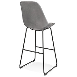 Acheter Alterego Tabouret de bar 'BULLY' en velours gris et pieds en métal noir