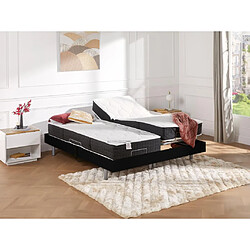 Vente-Unique Lit électrique de relaxation tout plots + matelas ressorts ensachés et mémoire forme - 2 x 80 x 200 cm - Noir - PHANES de DREAMEA