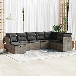 vidaXL Salon de jardin 8 pcs avec coussins gris résine tressée