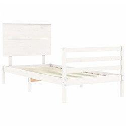 Maison Chic Cadre/structure de lit avec tête de lit pour adulte - Lit Moderne Chambre blanc simple bois massif -MN52854 pas cher