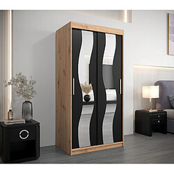 Abiks Meble Armoire Sewilla à portes coulissantes 200/100/62 2 portes (artisan/noir)