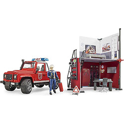 Bruder bworld Caserne de pompiers avec Land Rover Defender