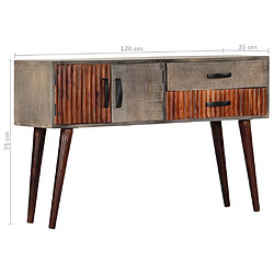 vidaXL Table console Gris 120x35x75 cm Bois de manguier massif brut pas cher