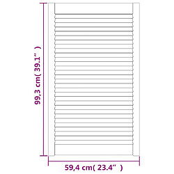 vidaXL Portes d'armoire à persiennes 2pcs blanc 99,3x59,4cm pin massif pas cher