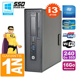 PC HP EliteDesk 800 G1 SFF Core I3-4130 16Go Disque 240Go SSD Graveur DVD Wifi W7 - Occasion