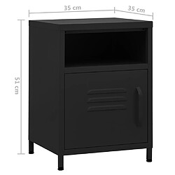 vidaXL Table de chevet Noir 35x35x51 cm Acier pas cher