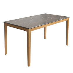 Avis Mendler Table de salle à manger HWC-M55, Table de salle à manger, bois massif HDF stratifié mélaminé 135x80cm, aspect marbre/pierre, pieds clairs