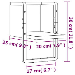 vidaXL Étagère murale avec barre sonoma gris 20x25x30 cm pas cher