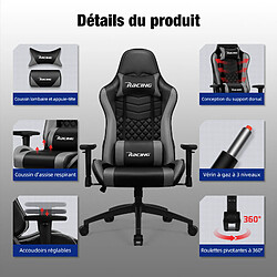 Acheter Lexzurn Chaise Gaming, Charge 150KG Assise de 56CM, Appui-tête, Coussin Lombaire et Accoudoirs Réglables