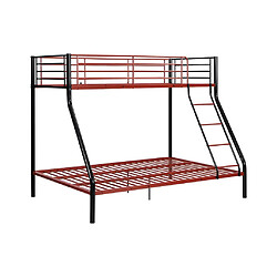 Vente-Unique Lits superposés ELEVATIO IV - 90 et 140 x 190 cm - Acier - Noir et rouge