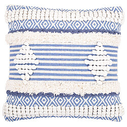 ICONIK INTERIOR Coussin de style boho Bali - Housse et Rembourrage inclus - Litha Bleu