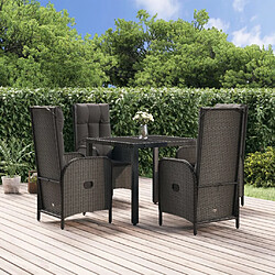 vidaXL Ensemble à manger de jardin coussins 5pcs Noir Résine tressée