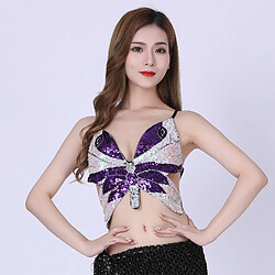 Avis Danse Du Ventre Soutien-gorge Haut Femmes Paillettes Danse Costumes Papillon Hauts Violet