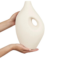 Beliani Vase à fleurs KOMOTINI fait à la main Céramique 32 cm Blanc cassé pas cher