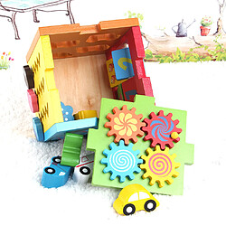 Jeu de Engrenages Rotatif Puzzle en Bois Bloc Géométriques Couleurs et Formes pour Enfants Montessori Jouets Éducatif