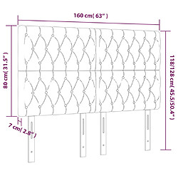 vidaXL Tête de lit à LED Noir 160x7x118/128 cm Tissu pas cher