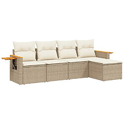 vidaXL Salon de jardin avec coussins 5 pcs beige résine tressée