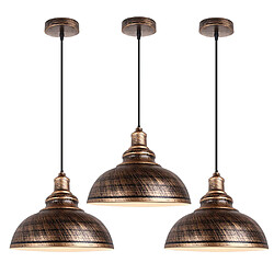 Stoex 3PCS Suspension Luminaire Rétro Vintage Douille E27 Lustre D'Intérieur Abat-Jour en Métal Pour Bar, Grange, Café, Loft, Bronze