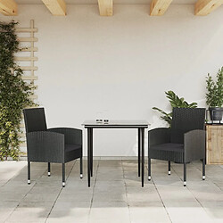 vidaXL Ensemble à manger de jardin 3 pcs noir résine tressée et acier