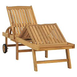 Maison Chic Chaise longue avec table | Bain de soleil Relax | Transat Bois de teck solide -GKD84082