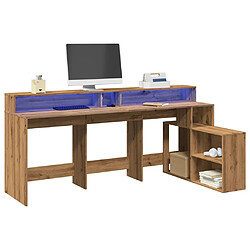 vidaXL Bureau avec lumières LED chêne artisanal bois d'ingénierie