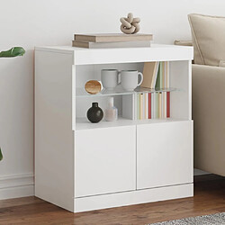 Maison Chic Commode Buffet - Meuble de rangement avec lumières LED blanc 60x37x67 cm -GKD13090