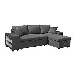 Vente-Unique Canapé d'angle convertible et réversible en tissu avec coffre de rangement et poufs anthracite SELIM