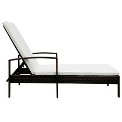 Maison Chic Chaise longue avec coussin | Bain de soleil Relax | Transat Résine tressée Marron -GKD20771