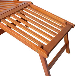 Helloshop26 Transat chaise longue bain de soleil lit de jardin terrasse meuble d'extérieur avec repose-pied et coussin acacia solide 02_0012581 pas cher