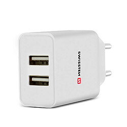 Chargeur Secteur Double USB 2.1A Smart IC + Câble USB-C Swissten Blanc