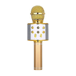 Universal BT microphone sans fil haut-parleur de poche karaoke microphone lecteur audio portable enregistreur vocal KTV microphone (or)