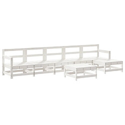 Maison Chic Salon de jardin 7 pcs - Table et chaises d'extérieur - Mobilier/Meubles de jardin Moderne Blanc Bois de pin massif -MN24425