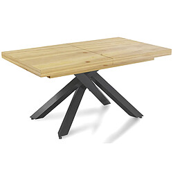 Pegane Table à manger rectangulaire extensible coloris cèdre, pieds en métal noir - Longueur 160-240 x profondeur 90 x hauteur 76 cm