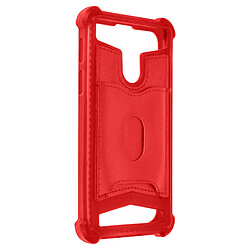 Avizar Coque Smartphone 4.7'' à 5'' Souple Coins Bumper Portecarte Amovible Rouge