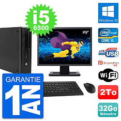 PC HP 800 G2 SFF Ecran 19" Intel i5-6500 RAM 32Go Disque 2To Windows 10 Wifi - Occasion