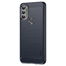 Coque en TPU MOFI texture en fibre de carbone bleu pour votre Motorola Moto G71 5G