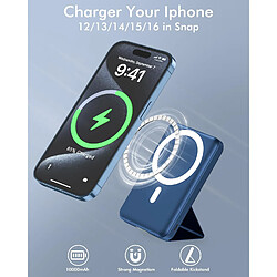 Avis SANAG Batterie Externe Mag-Safe, 10000Mah Batterie Externe Iphone, Pliable Batterie Mag-Safe Pd 22.5W Charge Rapide Usb-C Affichage Led Pour Iphone 16/15/14/13/12/Mini/Pro/ /Mini - Bleu Marine