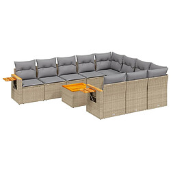 Maison Chic Salon de jardin 11 pcs avec coussins | Ensemble de Table et chaises | Mobilier d'Extérieur beige résine tressée -GKD21487