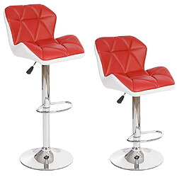 Mendler 2x tabouret de bar Hamilton, chaise de comptoir, bois, similicuir, rotatif ~ rouge