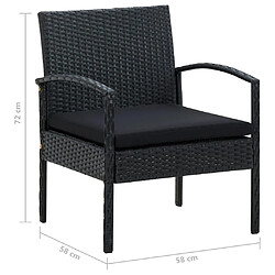 vidaXL Chaise de jardin avec coussin Résine tressée Noir pas cher