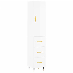 vidaXL Buffet haut Blanc brillant 34,5x34x180 cm Bois d'ingénierie