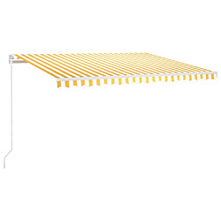 Maison Chic Auvent manuel rétractable,Store manuel de porte avec LED 400x300 cm Jaune et blanc -GKD78620