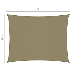 Helloshop26 Voile d'ombrage parasol tissu oxford rectangulaire 4 x 5 m beige 02_0009692 pas cher