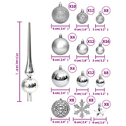 vidaXL Ensemble de boules de Noël 111 pièces argenté polystyrène pas cher