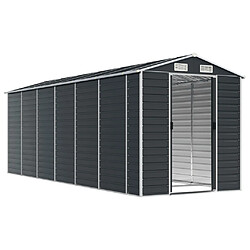 Helloshop26 Abri de jardin cabane cabanon maison de stockage remise extérieur hangar outils robuste 191 x 555 x 198 cm acier galvanisé anthracite 02_0022188